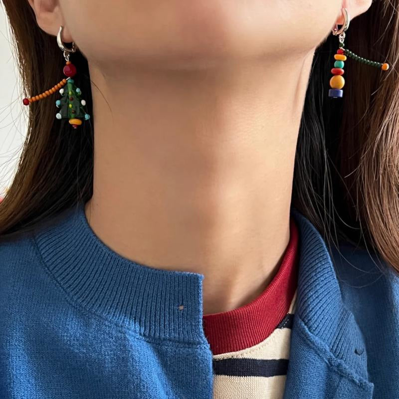 Wholesale Retro colored asymmetrical earrings